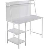 Geo Shelf Desk in White Steel & White Wood